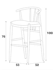 Natural Light Stockholm Soft Linen Look Leg Bar Stool - Image 4 of 7