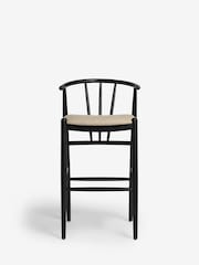 Light Natural Black Stockholm Soft Linen Look Leg Bar Stool - Image 2 of 8