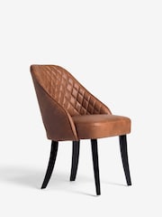 Set of 2 Distressed Faux Leather Tan Brown Remi Black Leg Dining Chairs - Image 4 of 6