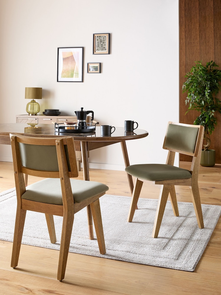 Set of 2 Soft Velvet Sage Green Abe Dining Chairs - Image 1 of 8
