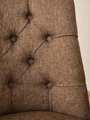 Set of 2 Chunky Weave Mid Clay Natural Wolton Light Wood Leg Collection Luxe Button Dining Chairs - Image 2 of 9