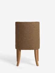 Set of 2 Chunky Weave Mid Clay Natural Wolton Light Wood Leg Collection Luxe Button Dining Chairs - Image 8 of 9