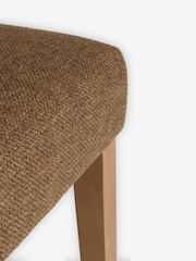 Set of 2 Chunky Weave Mid Clay Natural Wolton Light Wood Leg Collection Luxe Button Dining Chairs - Image 9 of 9