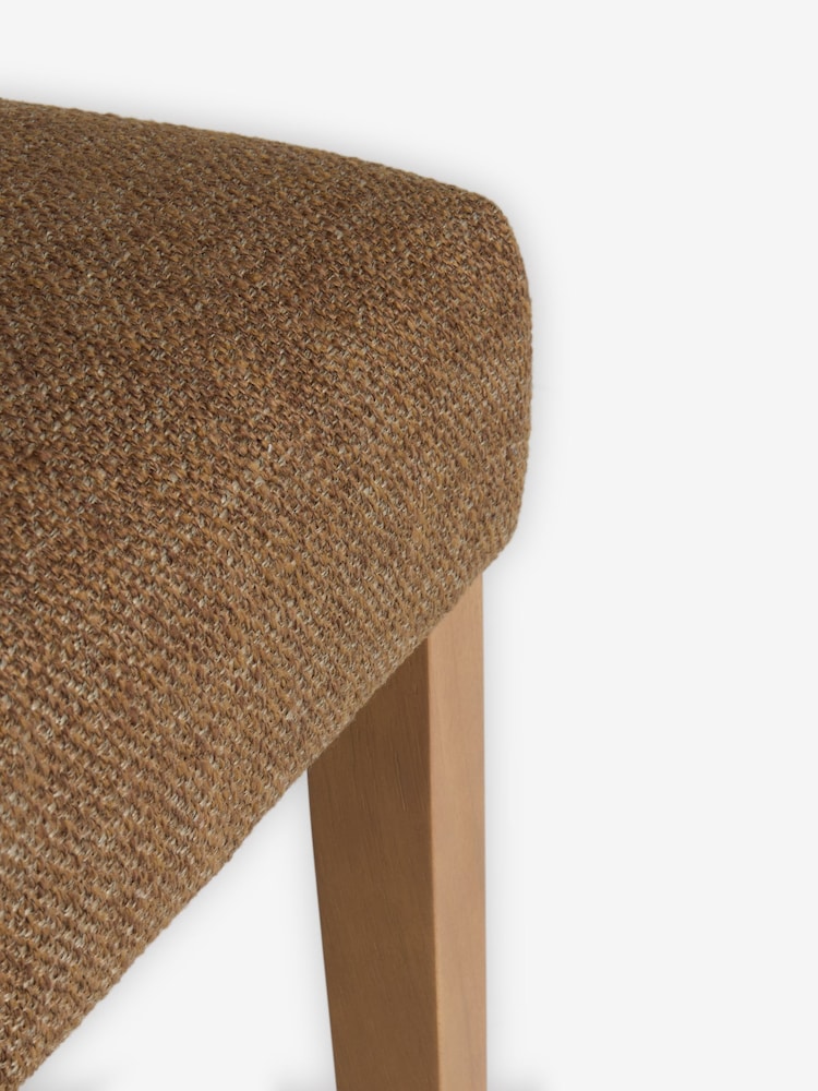 Set of 2 Chunky Weave Mid Clay Natural Wolton Light Wood Leg Collection Luxe Button Dining Chairs - Image 9 of 9