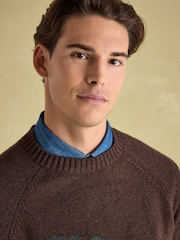 Joules 4x4 Brown Intarsia Crew Neck Jumper - Image 4 of 6
