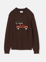Joules 4x4 Brown Intarsia Crew Neck Jumper - Image 6 of 6