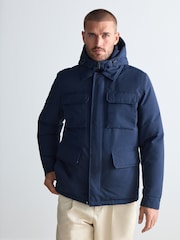Navy Blue Signature Four Pocket Padded Waterproof Coat - Image 1 of 14