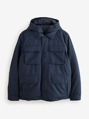Navy Blue Signature Four Pocket Padded Waterproof Coat - Image 11 of 14