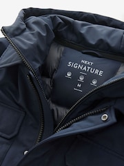 Navy Blue Signature Four Pocket Padded Waterproof Coat - Image 14 of 14