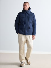 Navy Blue Signature Four Pocket Padded Waterproof Coat - Image 2 of 14