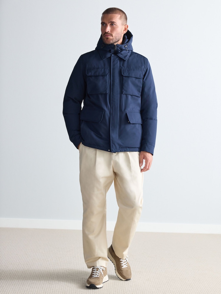 Navy Blue Signature Four Pocket Padded Waterproof Coat - Image 2 of 14