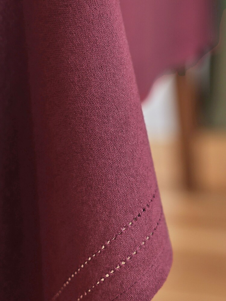 Burgundy Red Linen Look 100% Cotton Table Cloth - Image 2 of 4