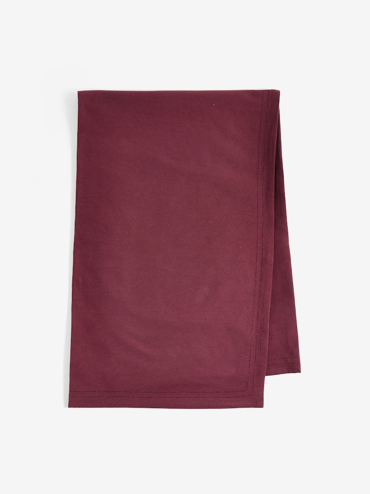 Burgundy Red Linen Look 100% Cotton Table Cloth - Image 4 of 4