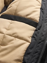 Black Shower Resistant Parka Coat Jacket - Image 12 of 12