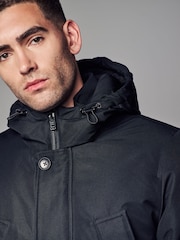 Black Shower Resistant Parka Coat Jacket - Image 5 of 12