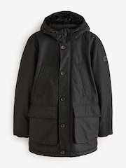 Black Shower Resistant Parka Coat Jacket - Image 7 of 12