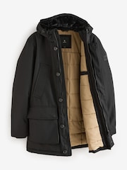 Black Shower Resistant Parka Coat Jacket - Image 8 of 12