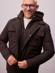 Brown Signature Four Pocket Padded Waterproof Coat - Image 5 of 11