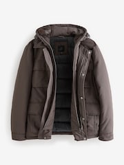 Brown Signature Four Pocket Padded Waterproof Coat - Image 7 of 11