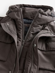 Brown Signature Four Pocket Padded Waterproof Coat - Image 8 of 11