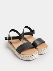 Yours Curve Black Extra-Wide Fit Two Part Espadrilles - Image 2 of 5