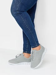 Yours Curve Grey Extra Wide Fit Titania Gem Trainers - Image 1 of 5