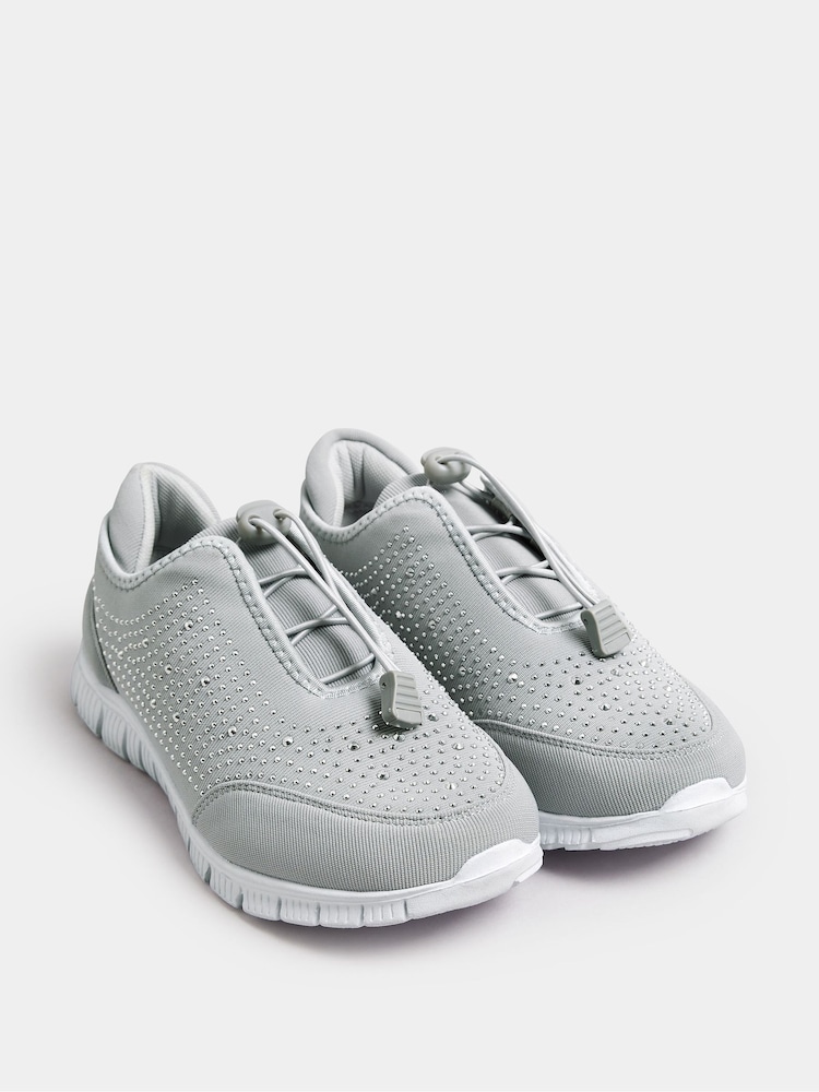 Yours Curve Grey Extra Wide Fit Titania Gem Trainers - Image 2 of 5