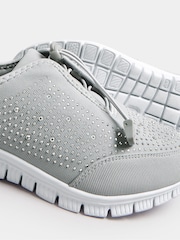 Yours Curve Grey Extra Wide Fit Titania Gem Trainers - Image 5 of 5