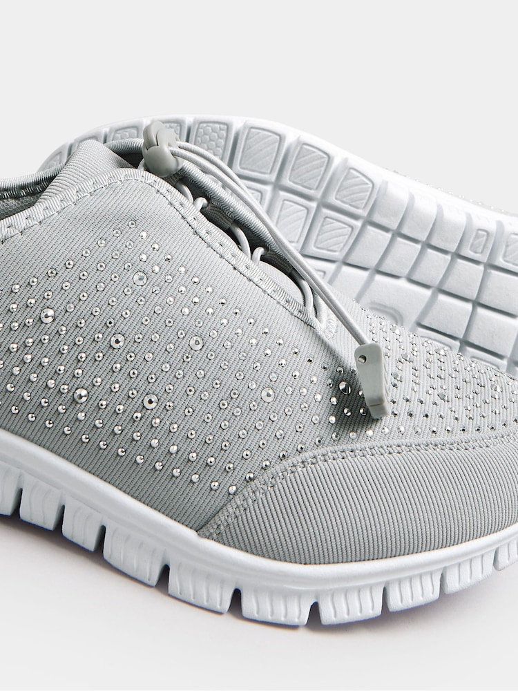 Yours Curve Grey Extra Wide Fit Titania Gem Trainers - Image 5 of 5