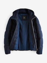 Navy Blue Shower Resistant Hooded Puffer Coat - Image 10 of 13
