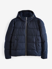 Navy Blue Shower Resistant Hooded Puffer Coat - Image 9 of 13