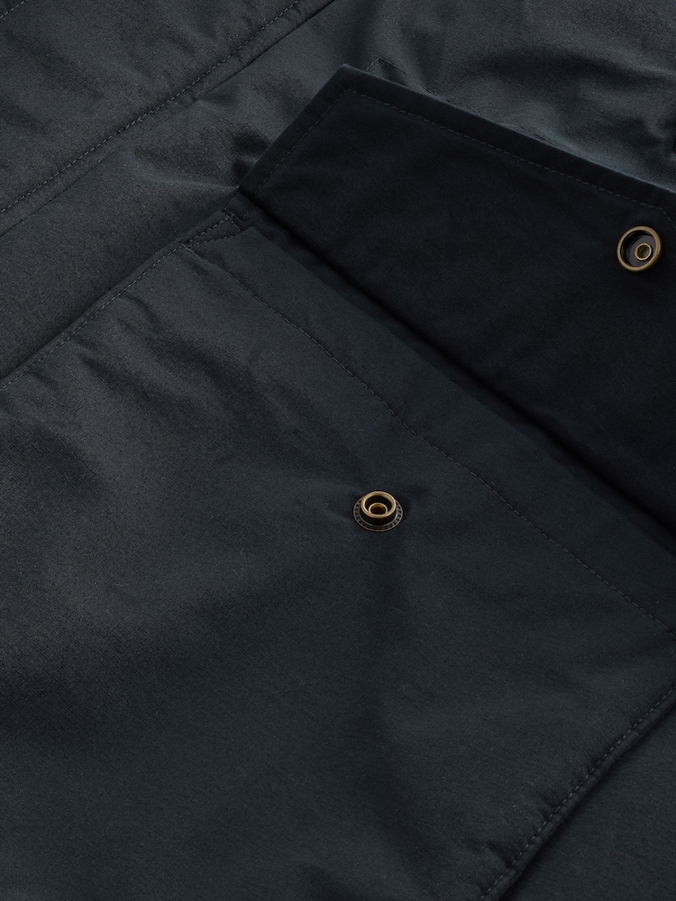 Navy Blue Shower Resistant Hooded Parka Coat - Image 11 of 12
