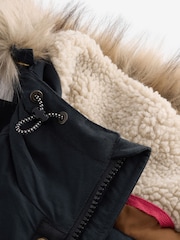 Navy Blue Shower Resistant Hooded Parka Coat - Image 12 of 12