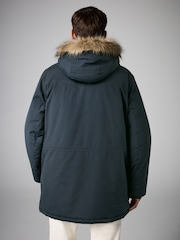Navy Blue Shower Resistant Hooded Parka Coat - Image 3 of 12