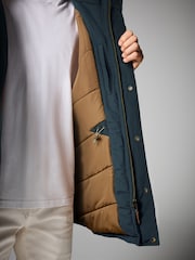 Navy Blue Shower Resistant Hooded Parka Coat - Image 5 of 12