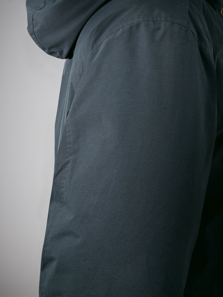 Navy Blue Shower Resistant Hooded Parka Coat - Image 7 of 12