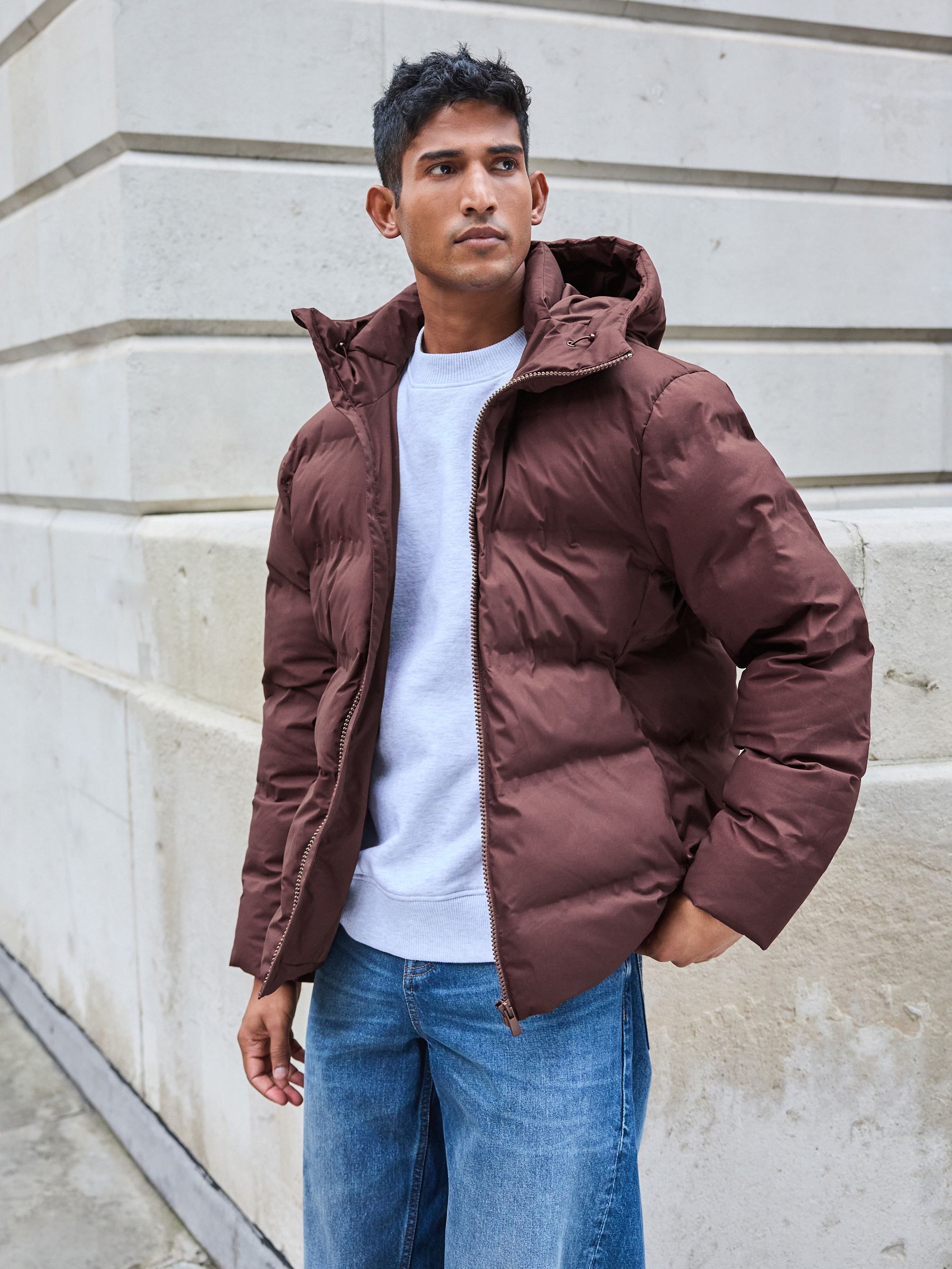 Buy Burgundy Red Regular Length Shower Resistant Hooded Puffer Coat from Next Ireland