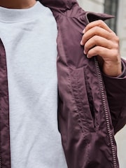 Burgundy Red Regular Length Shower Resistant Hooded Puffer Coat - Image 6 of 10