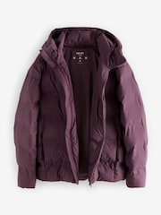 Burgundy Red Regular Length Shower Resistant Hooded Puffer Coat - Image 8 of 10