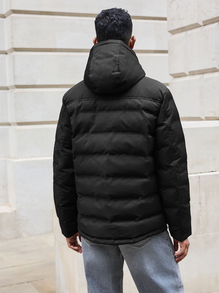 Black Shower Resistant Utility Puffer Coat - Image 2 of 11