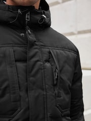 Black Shower Resistant Utility Puffer Coat - Image 7 of 11