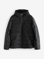 Black Shower Resistant Utility Puffer Coat - Image 8 of 11