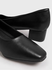 Yours Curve Black Extra Wide Fit Faux Leather Block Heel Court Shoes In Extra Wide EEE Fit - Image 5 of 5