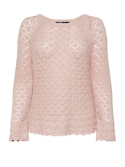 Yours Curve Pink Crochet Detail Jumper - Image 5 of 5