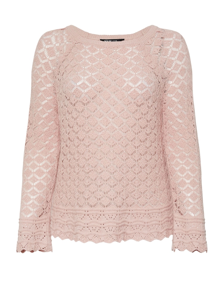 Yours Curve Pink Crochet Detail Jumper - Image 5 of 5