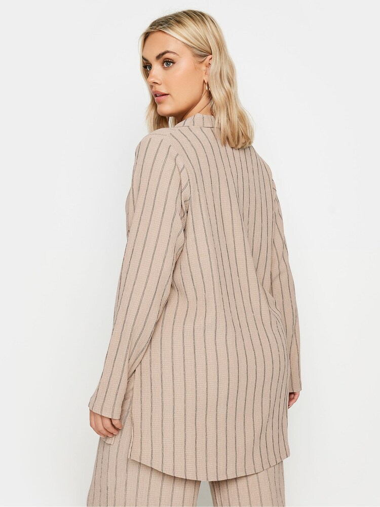 Yours Curve Brown Pinstripe Shirt - Image 5 of 5