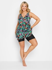 Yours Curve Black High Waist Bikini Swim Shorts - Image 2 of 3