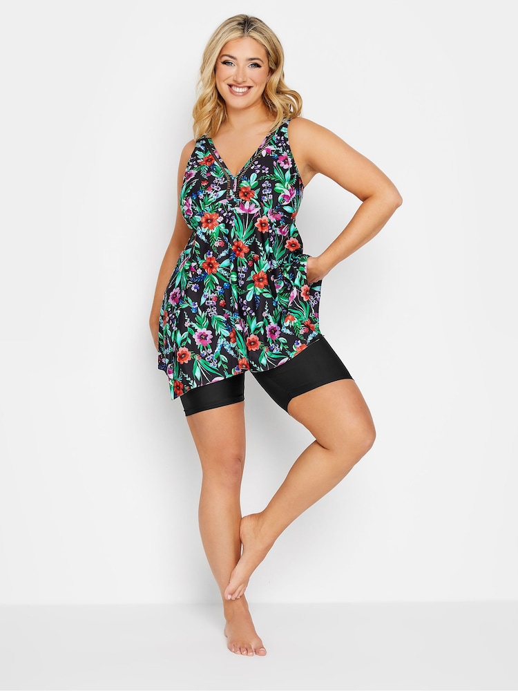 Yours Curve Black High Waist Bikini Swim Shorts - Image 2 of 3