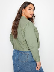 Yours Curve Sage Green 100% Cotton Denim Jacket - Image 4 of 5