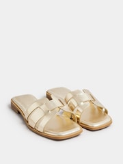 Yours Curve Gold Cut Out Mule Sandals In Extra Wide EEE Fit - Image 2 of 5